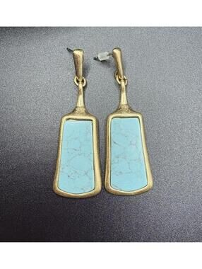 RLM SOHO Blue inlay Gold Tone Drop Earrings